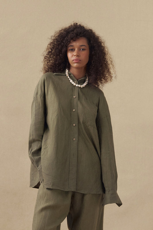 Khaki linen shirt