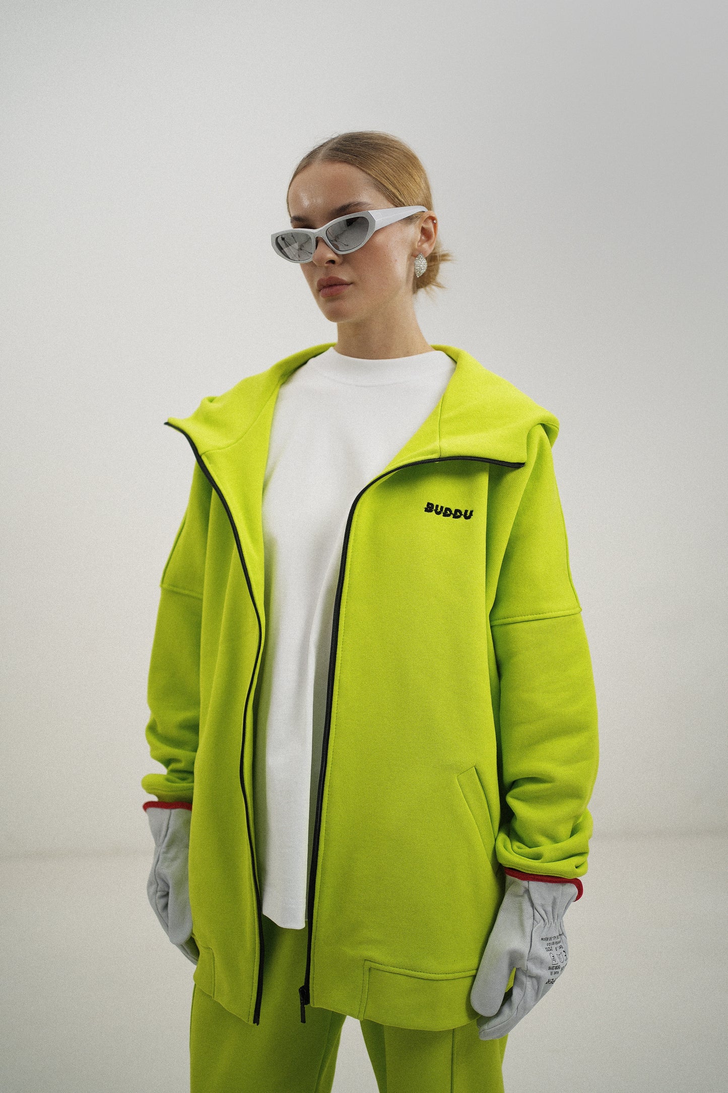Suit with zip-hoodie Lime