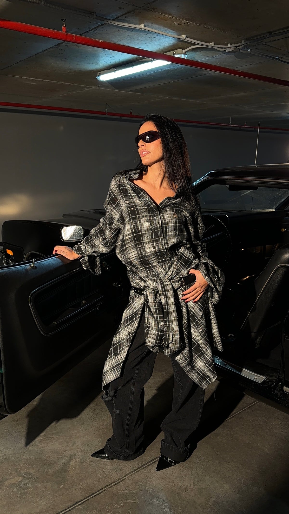 BUDDU DISTRESSED PLAID SHIRT