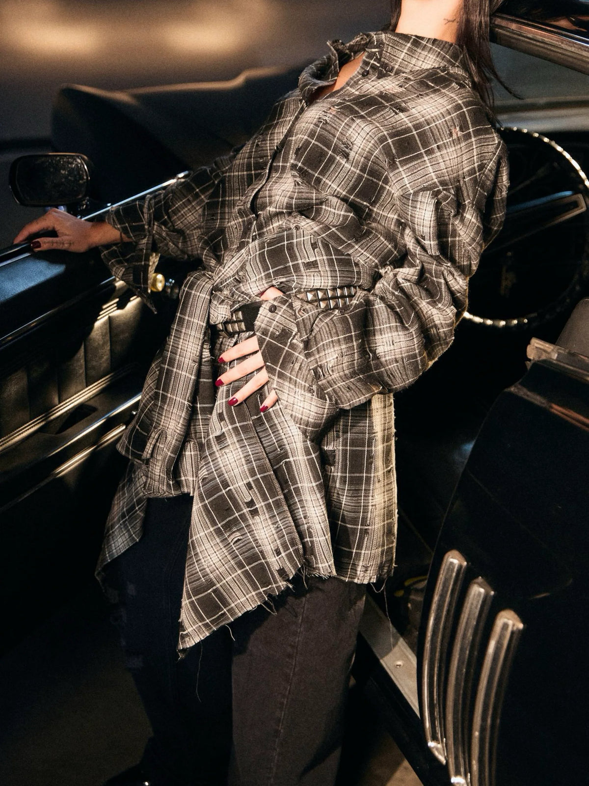 BUDDU DISTRESSED PLAID SHIRT