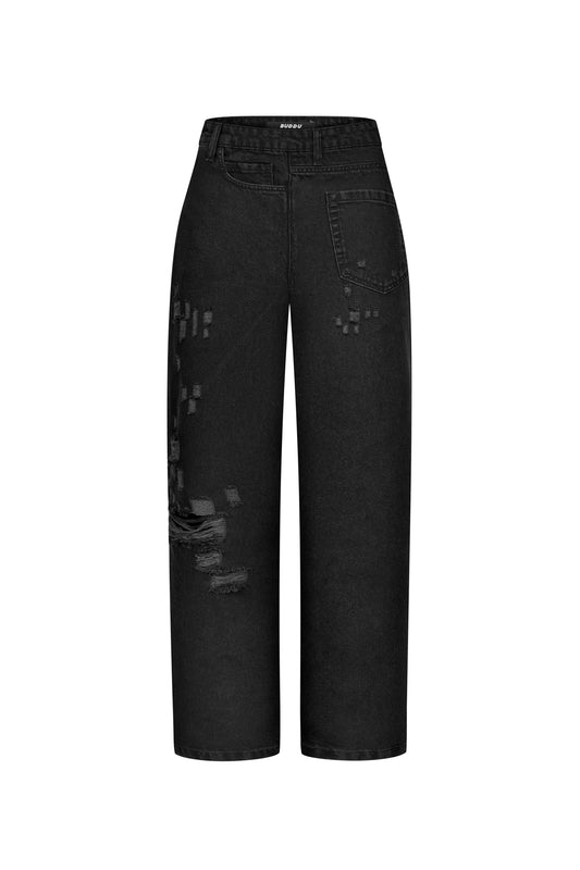 BUDDU WRONG SIDE JEANS -WASHED BLACK