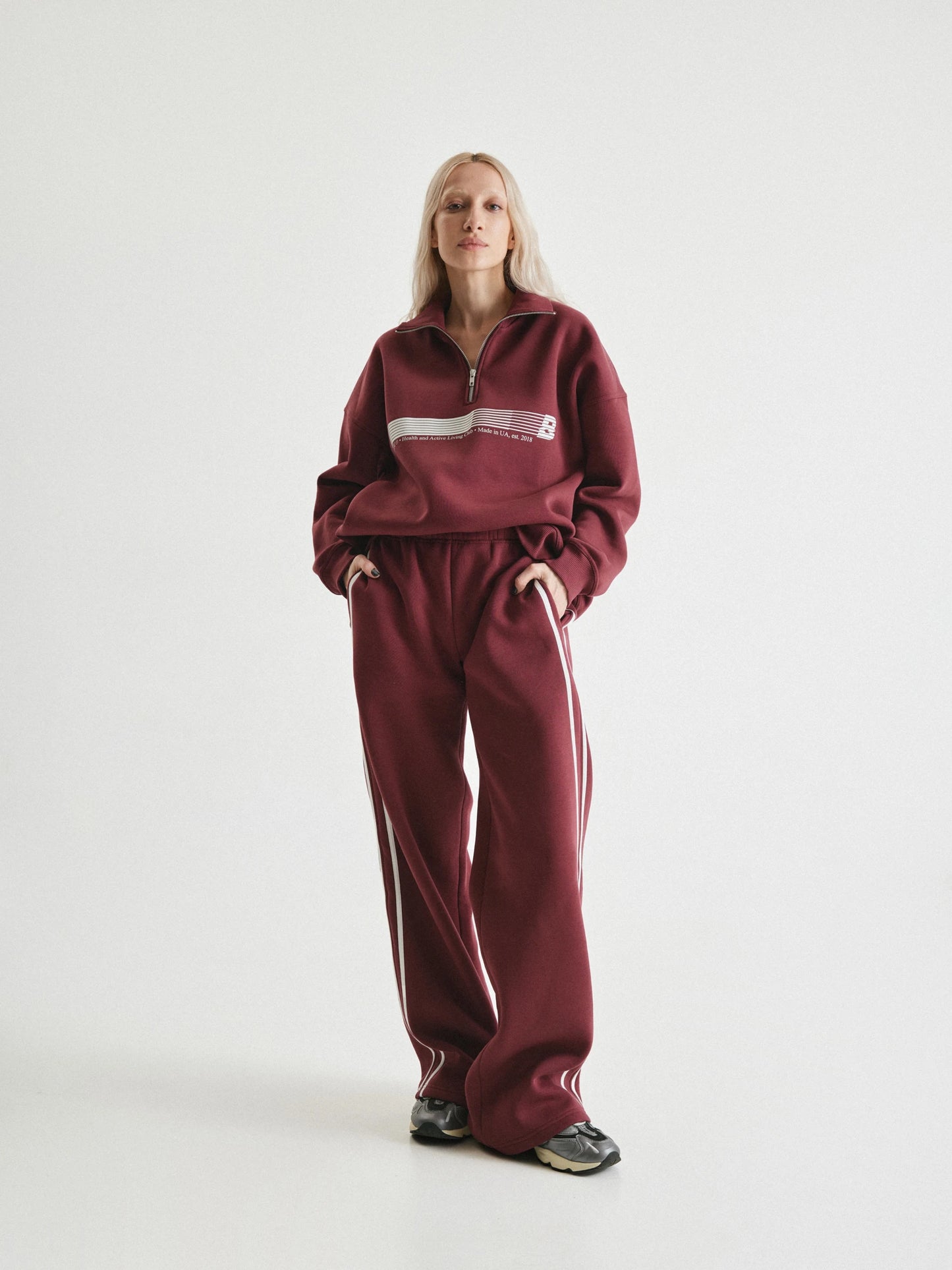 Burgundy tracksuit with palazzo BUDDU SPORT