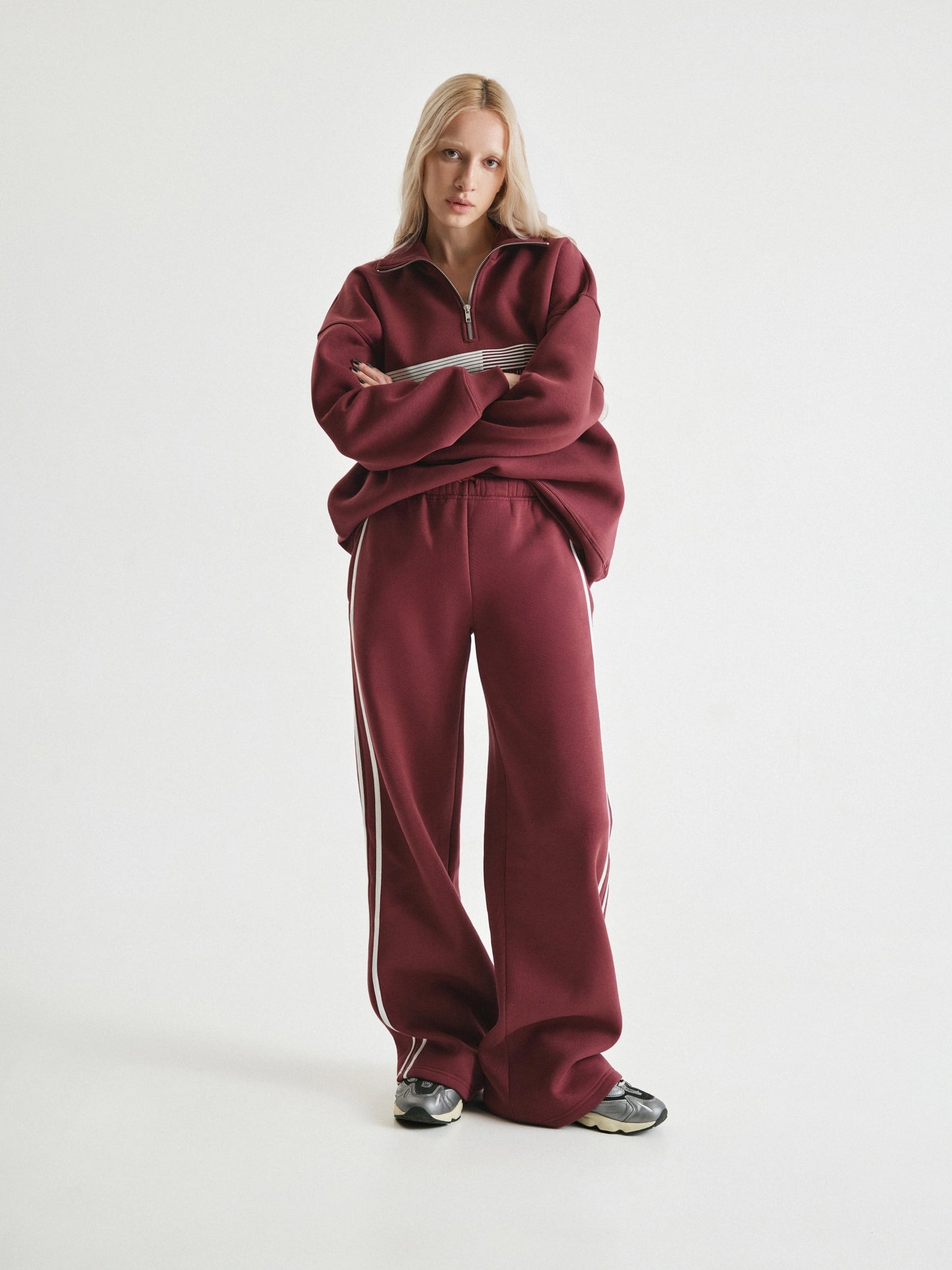 Burgundy tracksuit with palazzo BUDDU SPORT