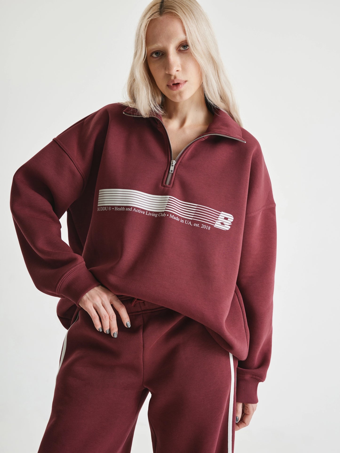 Burgundy tracksuit with palazzo BUDDU SPORT