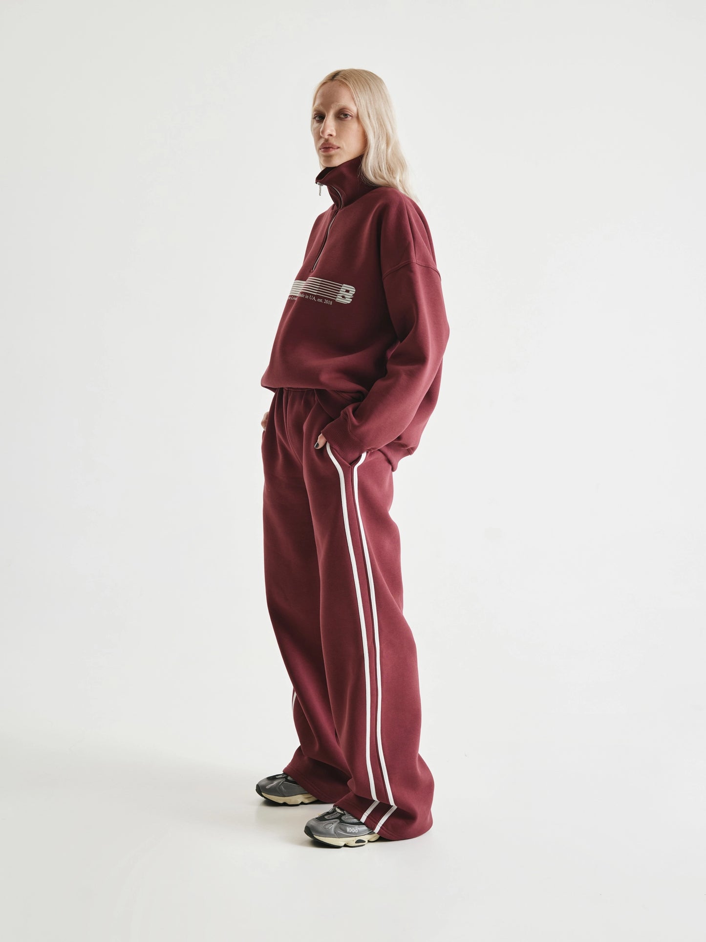 Burgundy tracksuit with palazzo BUDDU SPORT