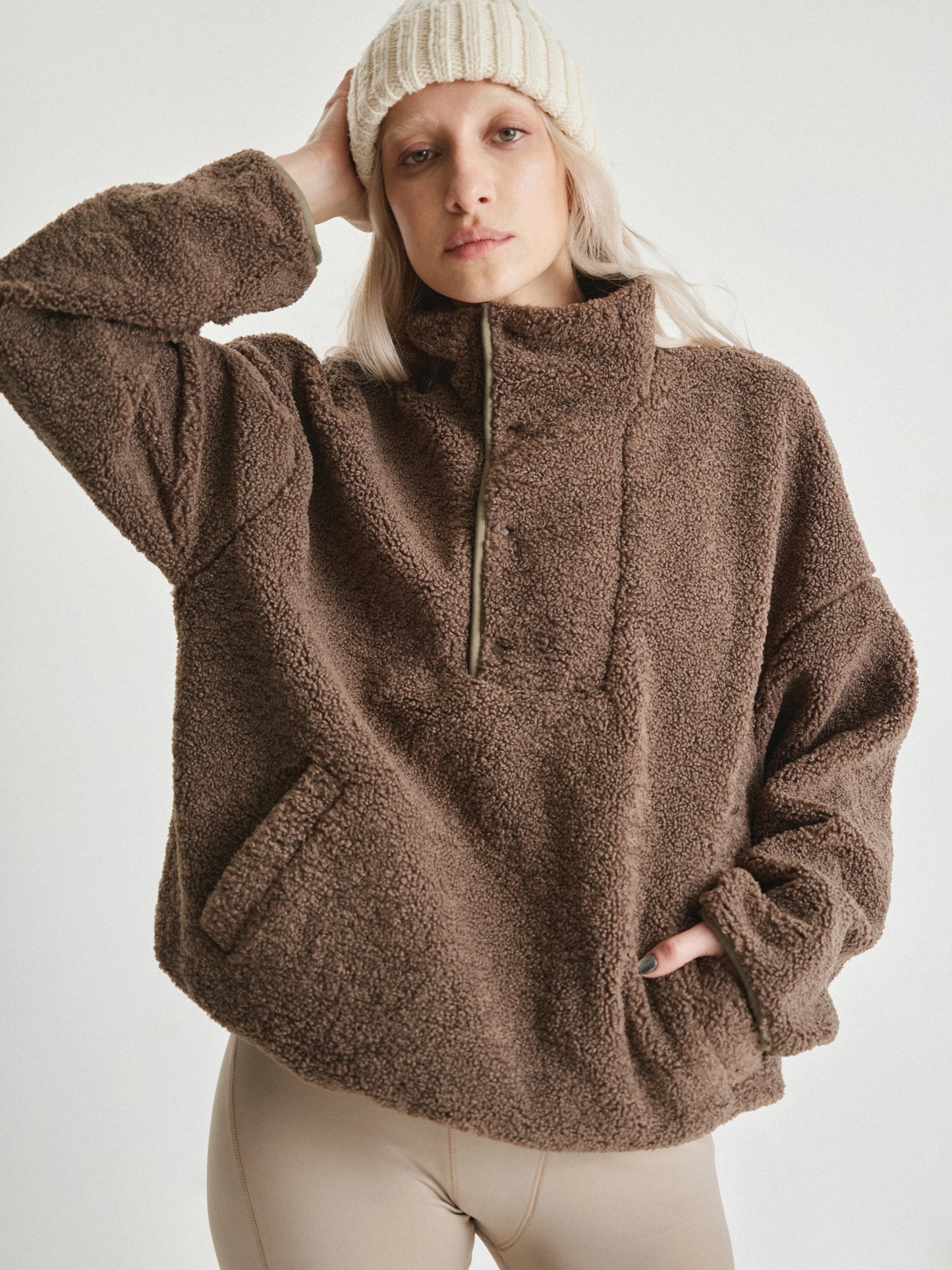 Khaki hoodie TEDDY