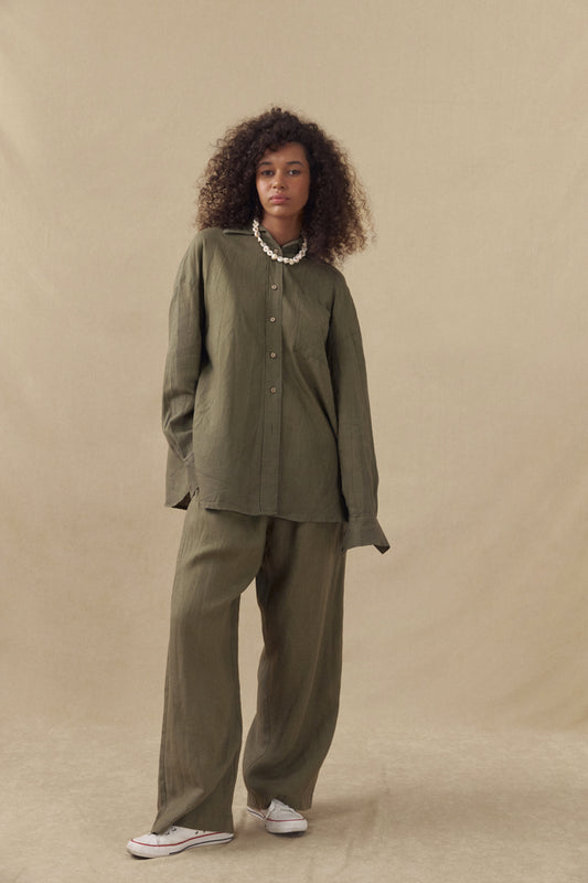 Linen trousers khaki