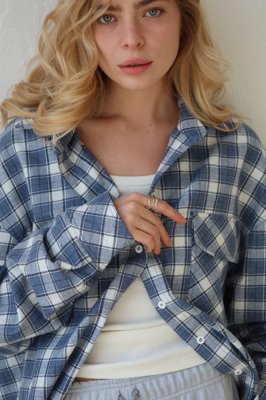 Blue checkered shirt