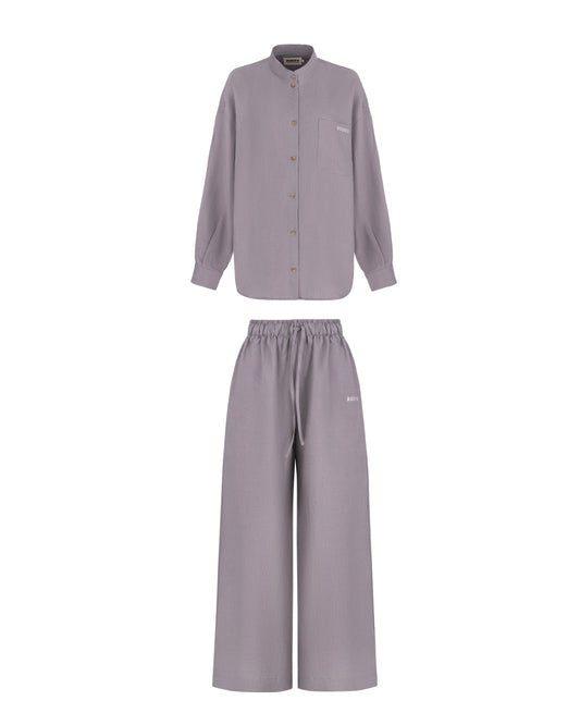 Linen palazzo suit LINE gray